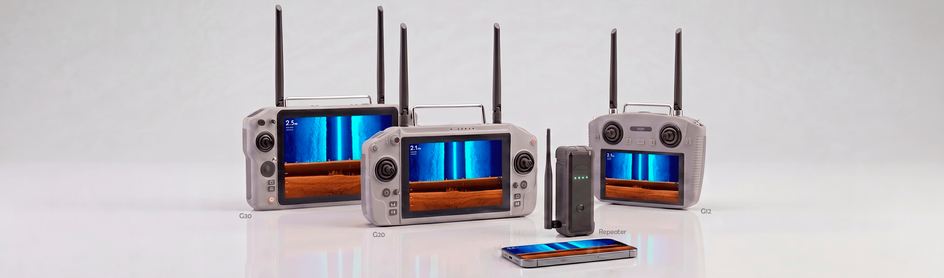 Sistemas de control Nuntius: mandos Skydroid G12, G20 y G30, repetidor y app en el móvil