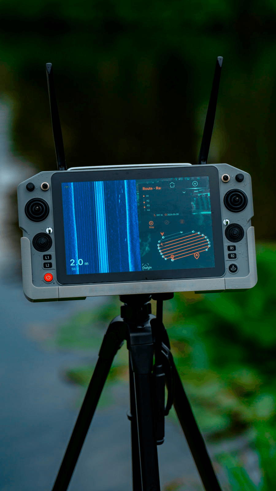 Mando Skydroid G30 con la sonda Mirror y el rastrillado en pantalla