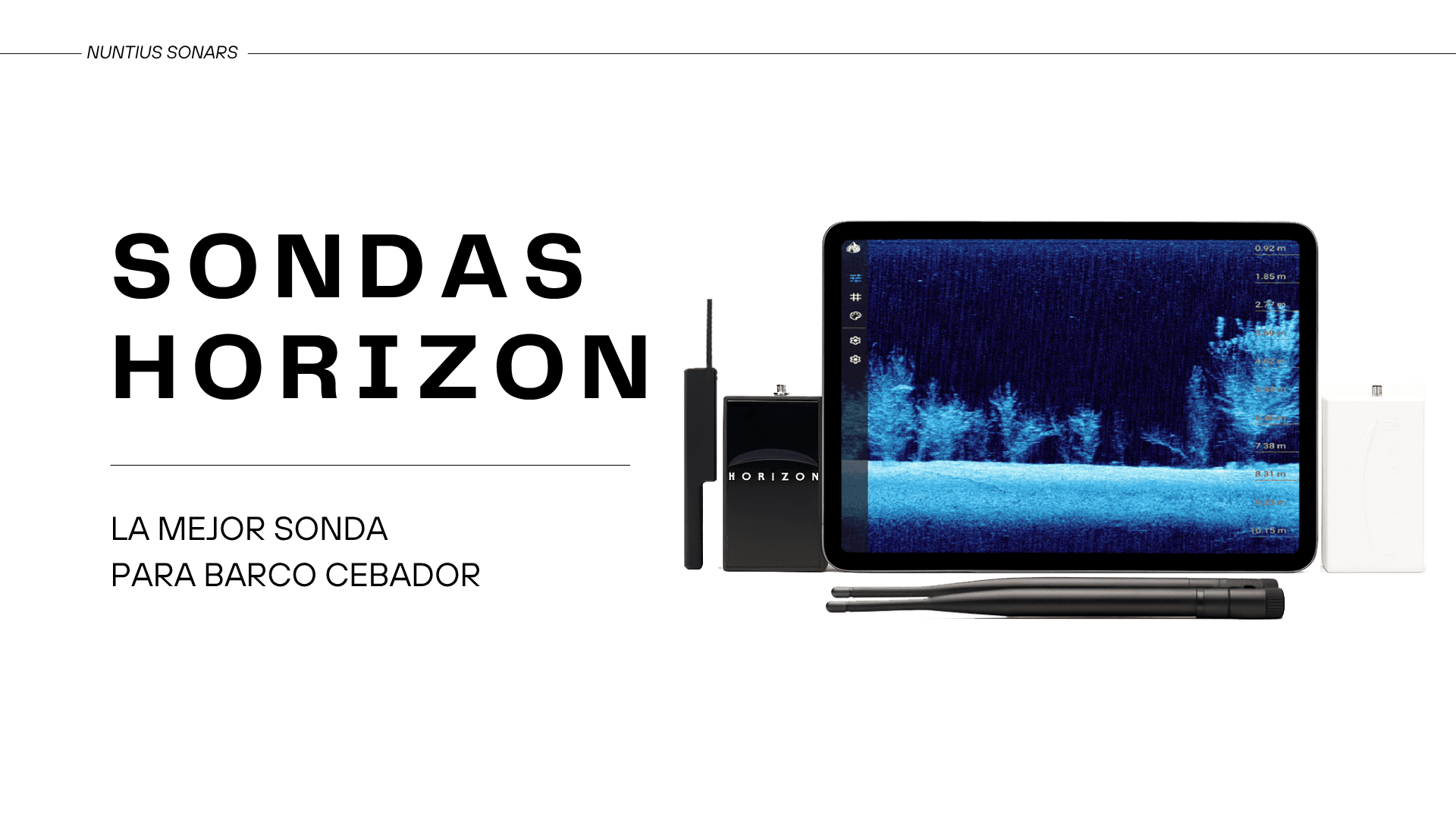 Sonda Horizon Mirror para barco cebador — side scan y down view simultáneos